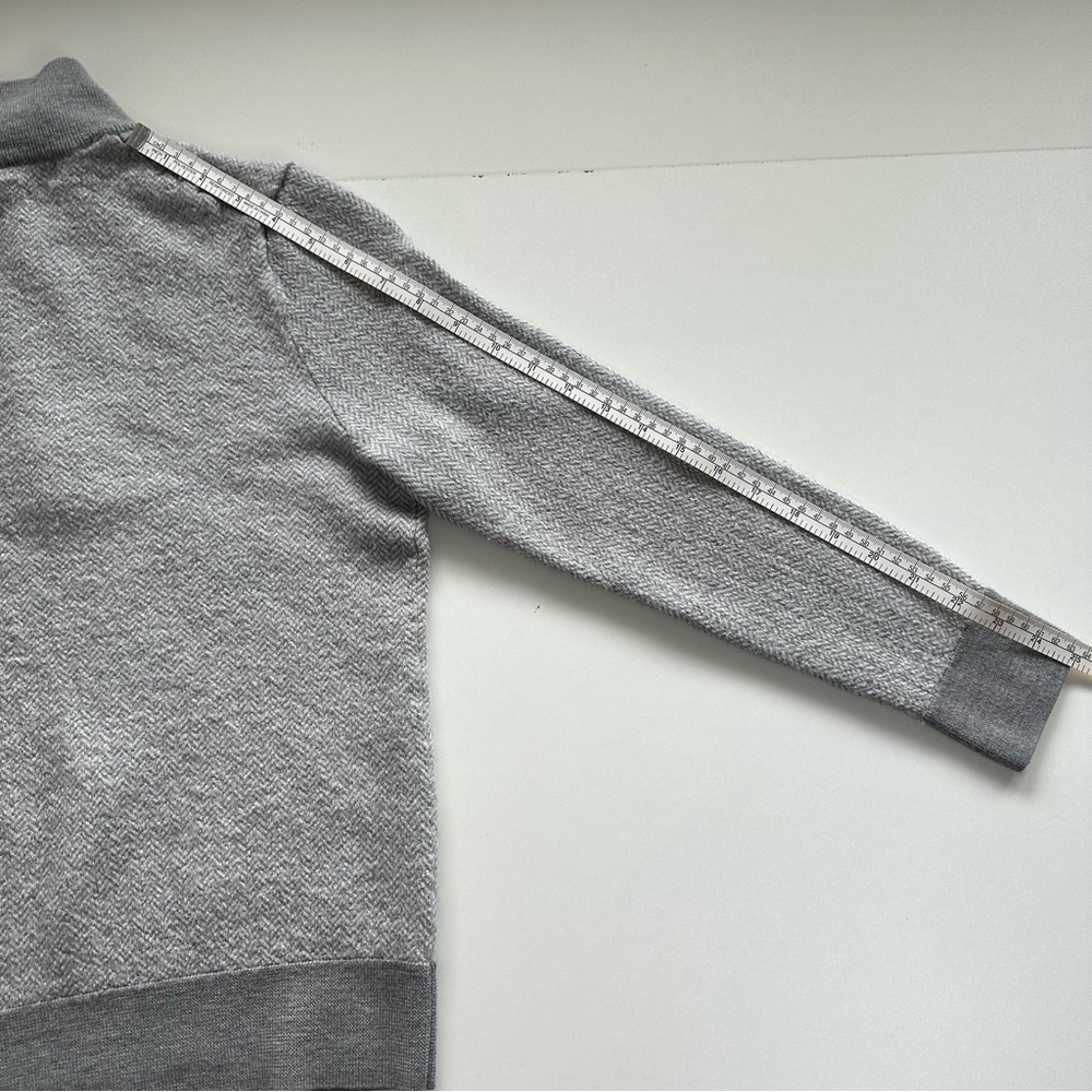 Brooks Brothers Men Grey Size Medium Merino Wool 1/4 Zip Herringbone Sweater - Picture 12 of 14